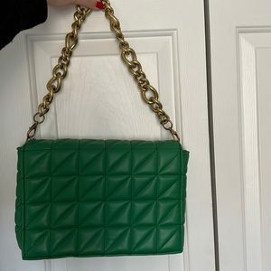 Zara Green Purse with Gold Chain